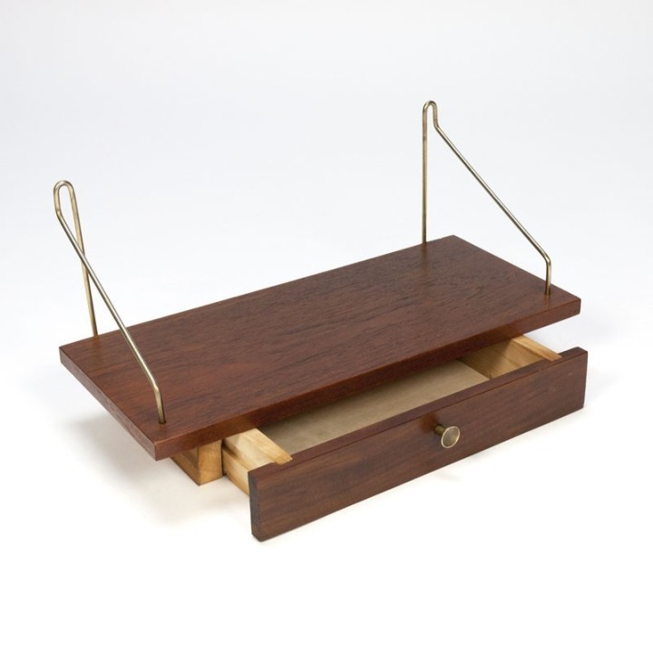 Deense vintage plank met lade messing detail