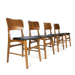 Set van 4 Deense vintage eettafel stoelen