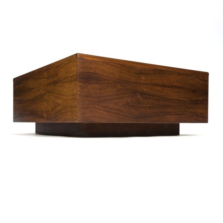 Vintage palissander houten blok salontafel