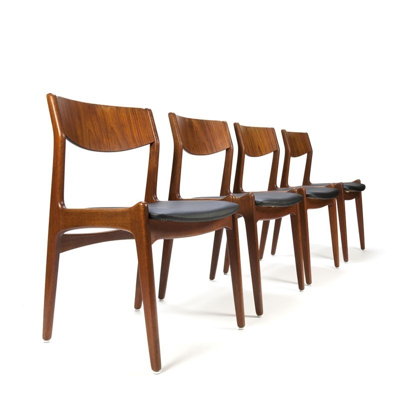 werk heuvel Afscheid Vintage Teakhouten Deense stoelen set van 4 - Retro Studio