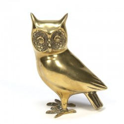 Vintage owl sculpture of brass