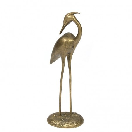 Vintage crane bird sculpture brass