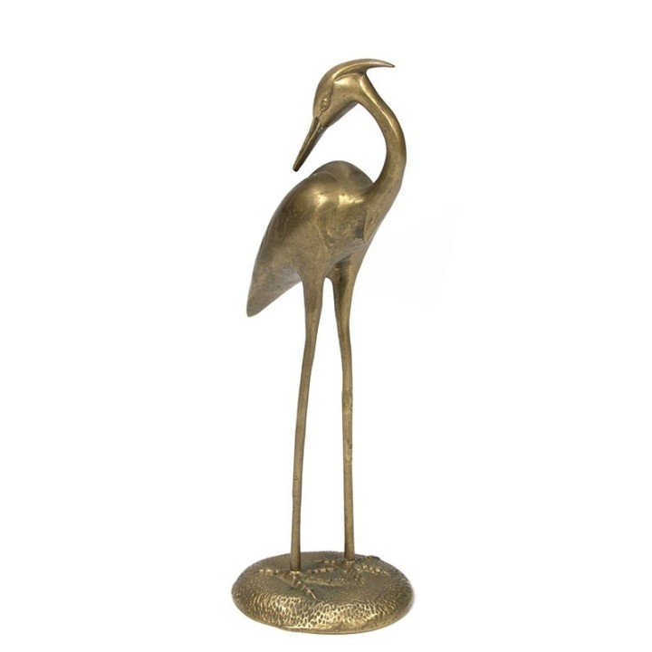 Vintage kraanvogel sculptuur messing