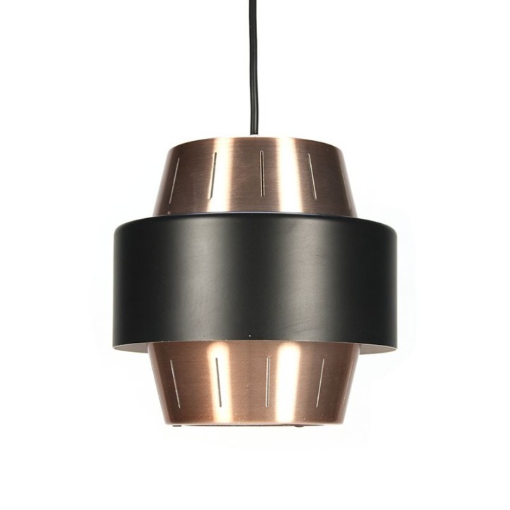 Vintage kleine Deense hanglamp koper/ zwart