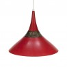 Vintage rood metalen hanglamp jaren vijftig