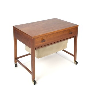 Danish vintage teak small cabinet on wheels