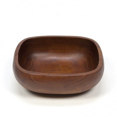 Vintage small square teak bowl