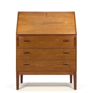Vintage teakhouten secretaire meubel