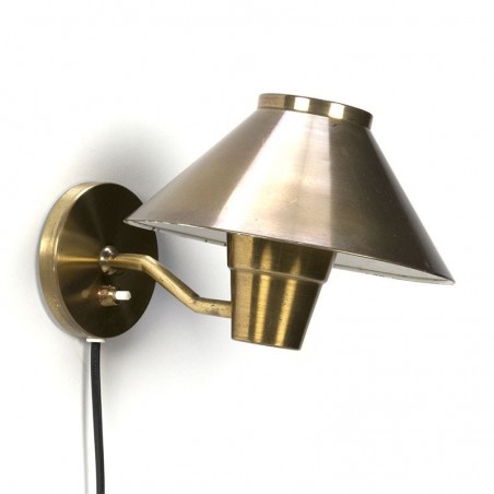 Vintage Danish brass wall lamp with separate cap