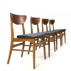 Vintage teak set of 4 Danish dining table chairs