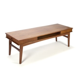 Deense teakhouten vintage salontafel met lades