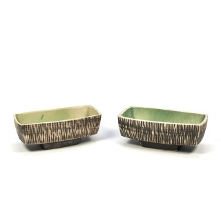 Vintage set of 2 rectangular flowerpots