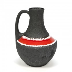 Vintage pottery vase red and dark grey