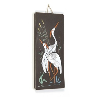 Vintage wall tile with flamingos Flora ceramics