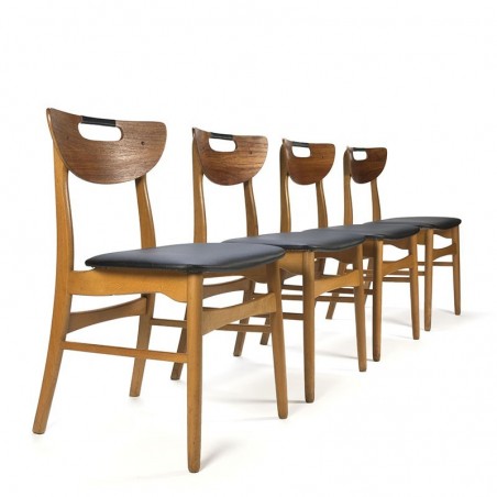 Vintage Deense set van 4 stoelen in teak