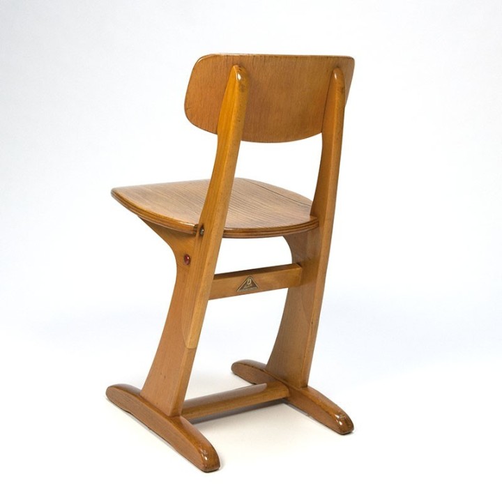 Vintage houten Casala kinder schoolstoel