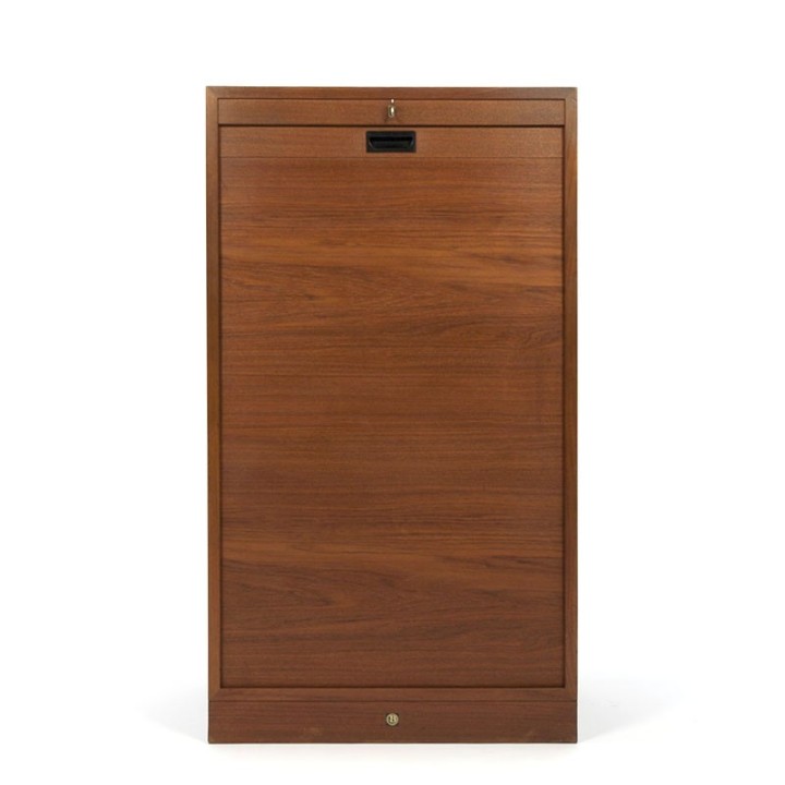 Deense vintage archiefkast met roldeur