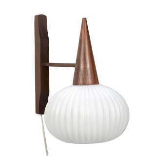 Vintage wall lamp teak and milk glass