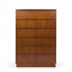 Danish vintage teak chest of drawers on console