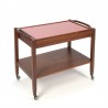 Vintage Deense serveerwagen met rood formica blad