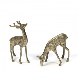 Vintage brass set of 2 deers