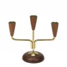 Vintage kandelaar teak en messing