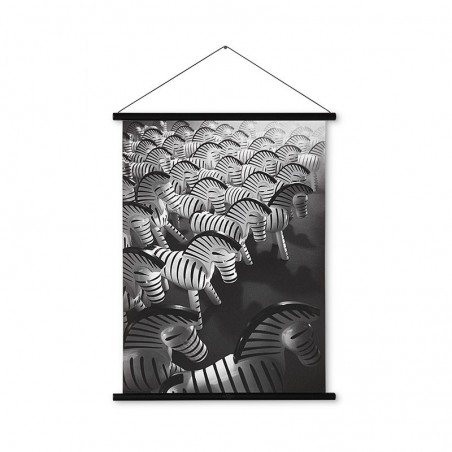 Black and white art photo of zebras on canvas Kay Bojesen Gallery