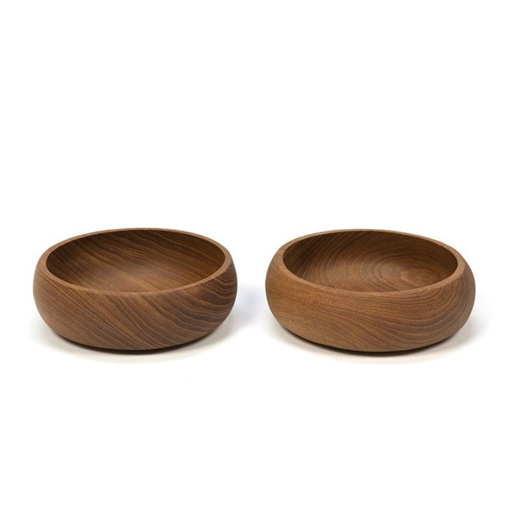 Set van 2 vintage teakhouten schaaltjes