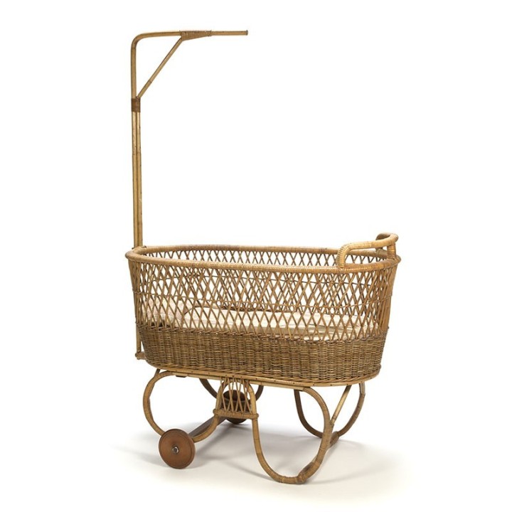 Vintage wieg van bamboe/ rotan jaren vijftig
