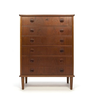 Teakhouten vintage Deense ladekast met 6 lades