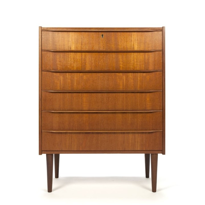 Vintage Deense ladekast met 6 lades