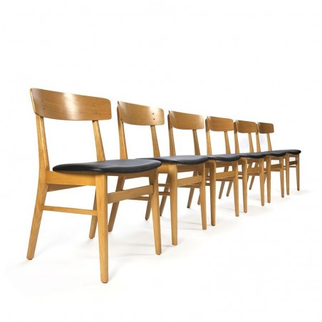 Danish vintage set of 6 oak Farstrup chairs