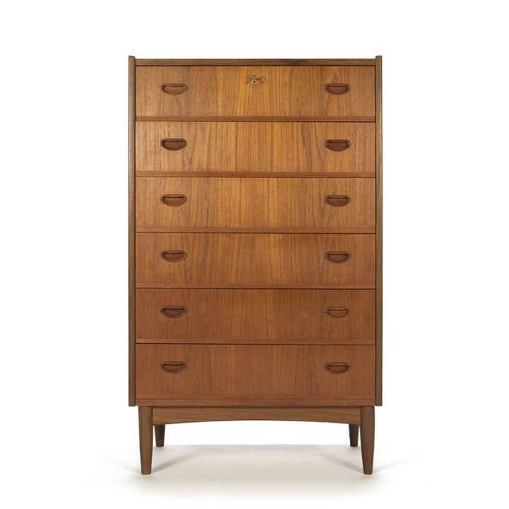 Deense vintage ladekast met 6 lades