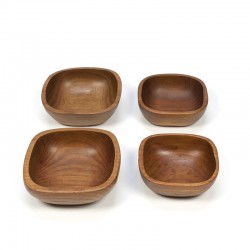 Vintage set of 4 small teak bowls
