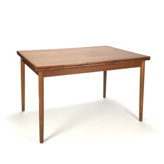 Deense teakhouten uitschuifbare eettafel vintage