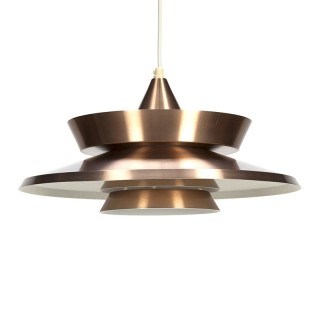 Deense vintage koperkleurige hanglamp