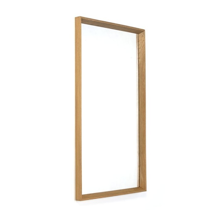 Rechthoekige Deense vintage eiken spiegel