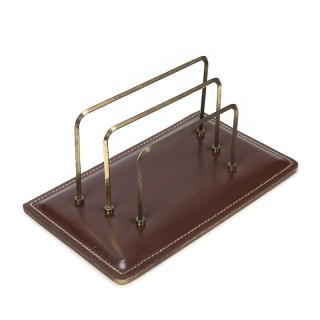 Vintage brown leather letter holder