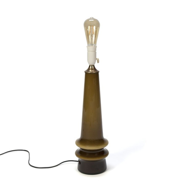 Danish vintage green glass table lamp