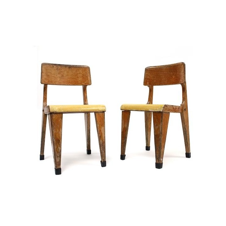 Set van 2 houten kinderstoeltjes jaren 50 - Retro Studio