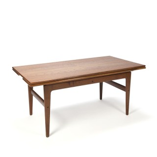 Deense vintage salon en eettafel in 1 in teak