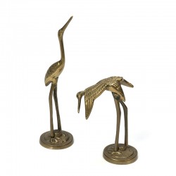 Vintage set of 2 small brass birds