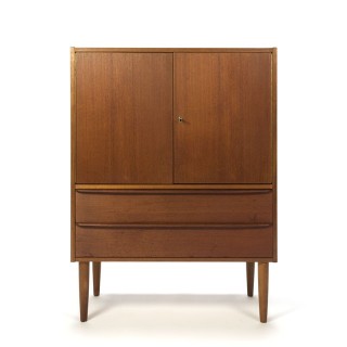 Teakhouten vintage smal model Deense kast