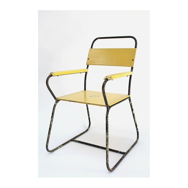 Geel/ metalen kinderstoel - Retro Studio