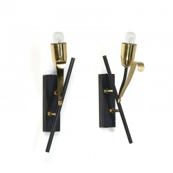 Vintage set of 2 brass / black wall lamps