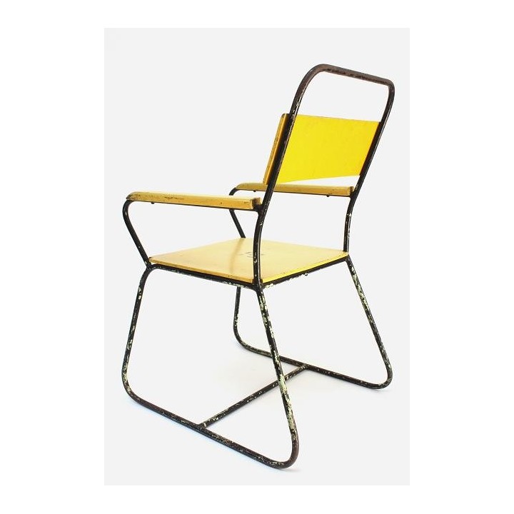 Geel/ metalen kinderstoel - Retro Studio