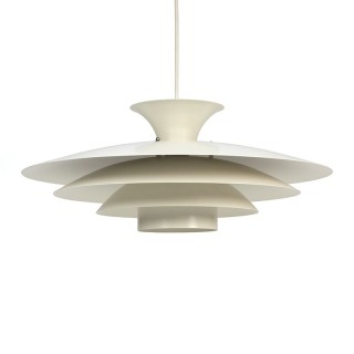 Deense vintage wit metalen hanglamp