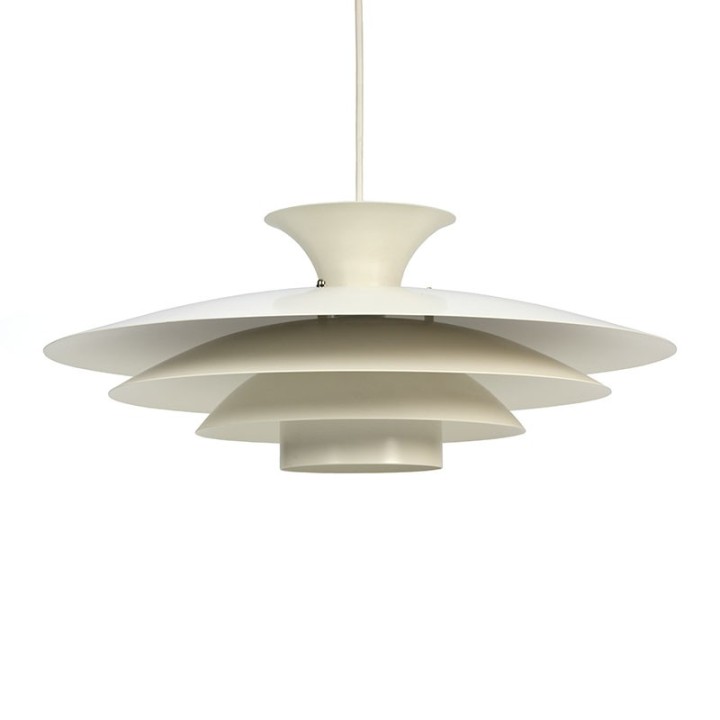 Deense vintage wit metalen hanglamp