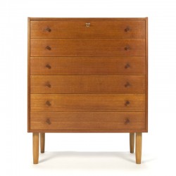 Danish teak vintage chest of drawers with round handle