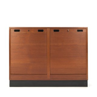 Vintage Danish teak cabinet with tambour doors